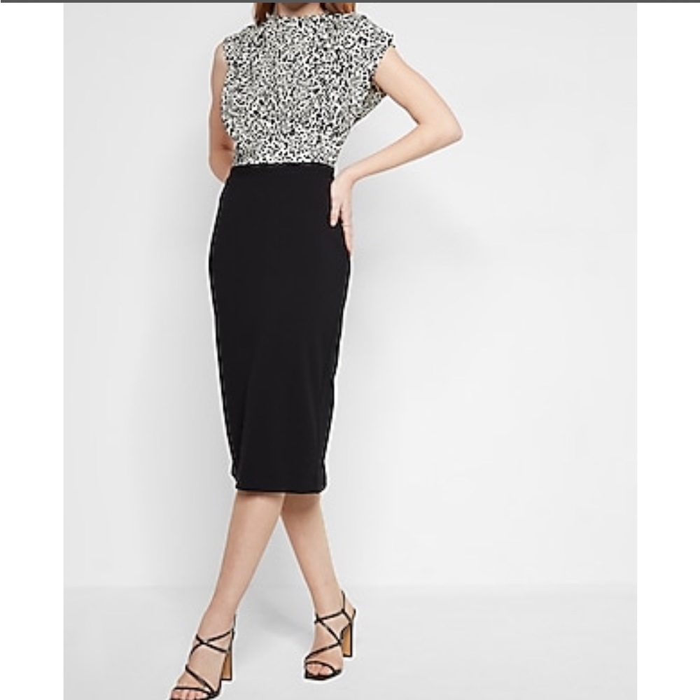 Mock neck midi dress